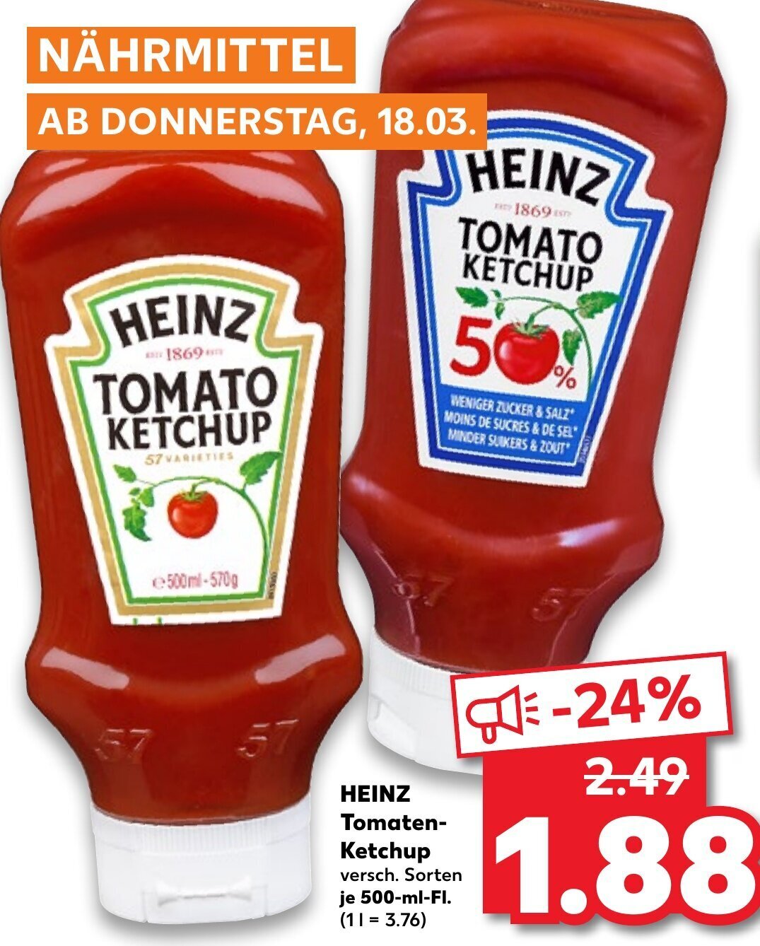 Heinz Tomatenketchup 500ml Angebot bei Kaufland