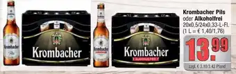 alldrink Krombacher Pils oder Alkoholfrei 20x0,5 L/24x0,33 L Angebot