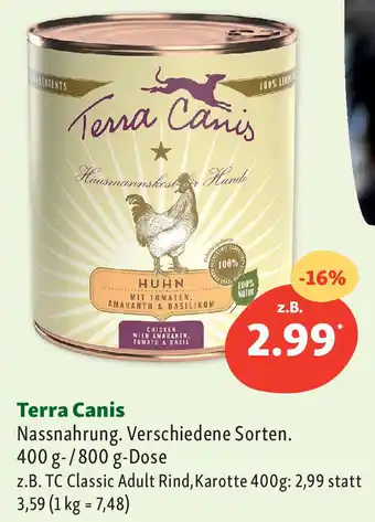 Fressnapf Terra Canis Nassnahrung 400 g/800 g Dose Angebot