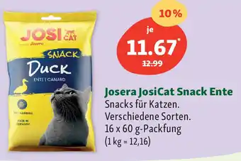 Fressnapf Josera JosiCat Snack Ente 16x60 g Packung Angebot