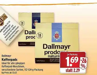 Wasgau Dallmayr kaffeepads Angebot