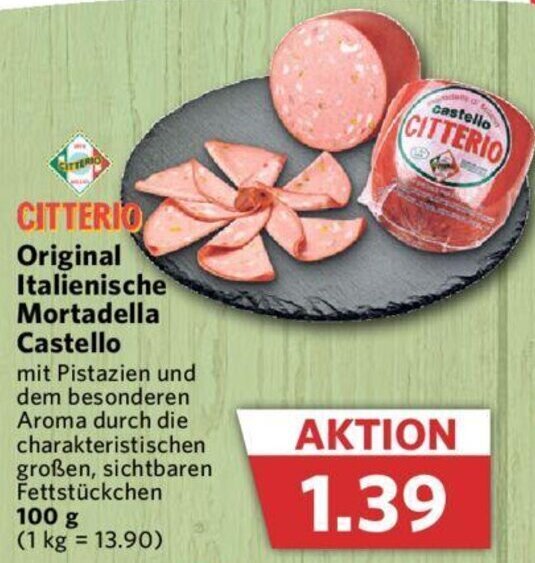 Citterio Original Italienische Mortadella Castello 100 g Angebot bei Combi