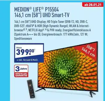 Aldi Nord Medion life P15504 146,1 cm (58") UHD Smart-TV Angebot