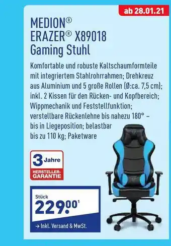 Aldi Nord Medion Erazer X89018 Gaming Stuhl Angebot