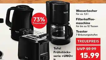 Kaufland Tefal frühstücks-serie „uno“ wasserkocher, filterkaffeemaschine oder toaster Angebot