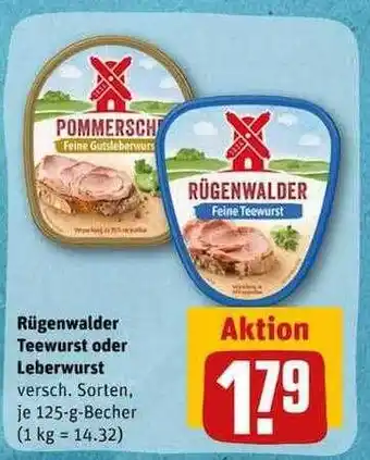 REWE Rügenwalder mühle teewurst oder leberwurst Angebot