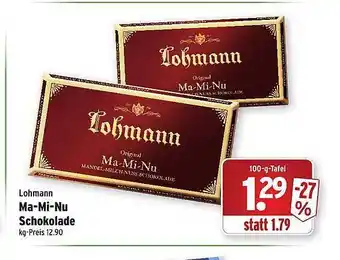 Wasgau Lohmann ma-mi-nu schokolade Angebot