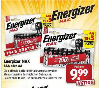 Wasgau Energizer max aaa oder aa Angebot