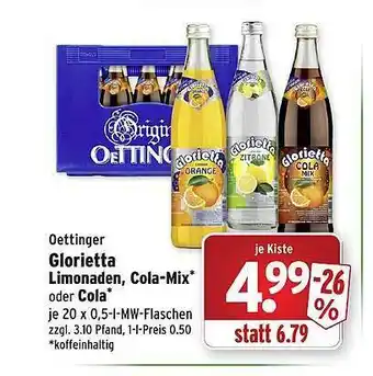 Wasgau Oettinger giorietta limonaden, cola-mix oder cola Angebot