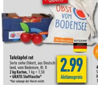 diska Tafeläpfel rot 2 kg Karton+ Gratis Stofftasche Angebot