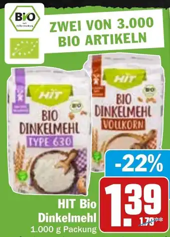 Hit Hit Bio Dinkelmehl 1000 g Packung Angebot