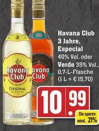 Scheck-in-Center Havana club 3 jahre, especial oder verde Angebot