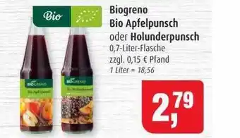 Markant Biogreno bio apfelpunsch oder holunderpunsch Angebot