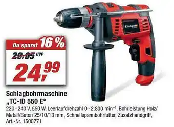 toom Baumarkt Schlagbohrmaschine „tc-id 550 E” Angebot