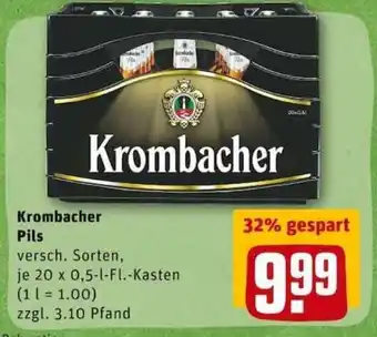 REWE PETZ Krombacher Pils 20X0,5L Angebot