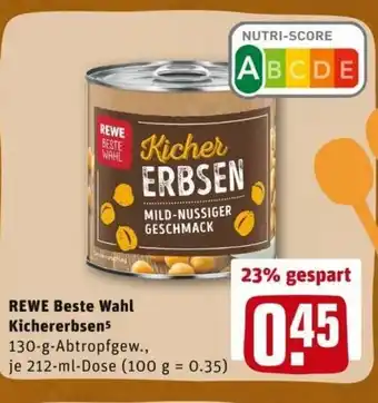 REWE PETZ Rewe Beste Wahl Kichererbsen 212ml Angebot