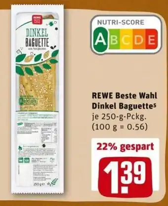 REWE PETZ Rewe Beste Wahl Dinkel Baguette 250g Angebot