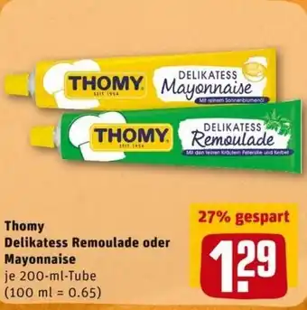 REWE PETZ Thomy Delikatess Remoulade oder Mayonnaise 200ml Angebot