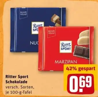 REWE PETZ Ritter sport Schokolade 100g Angebot