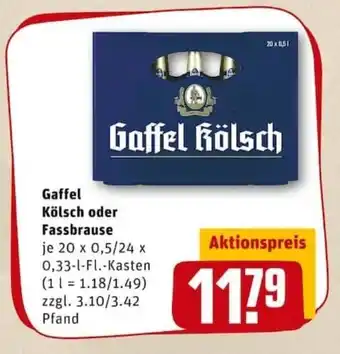 REWE PETZ Gaffel Kölsch oder Fassbrause 20x0,5L/24x0,33L Angebot