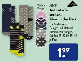 Aldi Süd Alive Antirutschsocken, Glow in the Dark Angebot