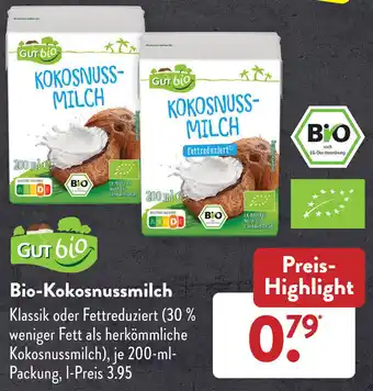 Aldi Süd Bio Kokosnussmilch 200 ml Packung Angebot