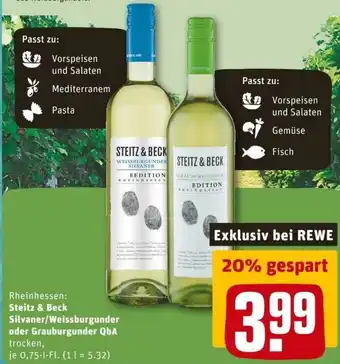 REWE PETZ Steitz & Beck Silvaner/Weissburgunder oder Grauburgunder QbA 0,75L Angebot