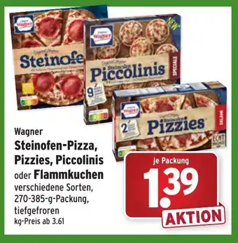 Wasgau Wagner Steinofen Pizza, Pizzies, Piccolinis oder Flammkuchen 270-385g Angebot