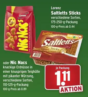 Wasgau Lorenz Saltletts Sticks 175-250g oder Nic Nacs 110-125g Angebot