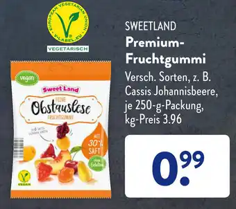 Aldi Süd Sweetland Premium Fruchtgummi 250 g Packung Angebot