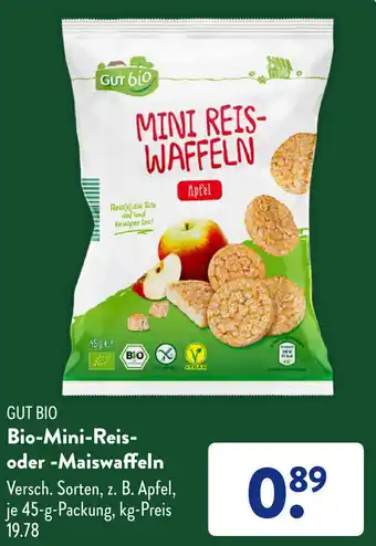 Aldi Süd Gut Bio Bio Mini Reis oder Maiswaffeln 45 g Packung Angebot