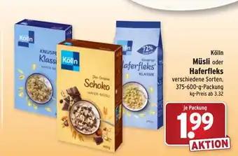 Wasgau Kölln Müsli oder Haferfleks 375-600g Angebot