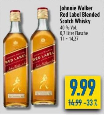 diska Johnnie Walker Red Label Blended Scotch Whisky 0,7L Angebot