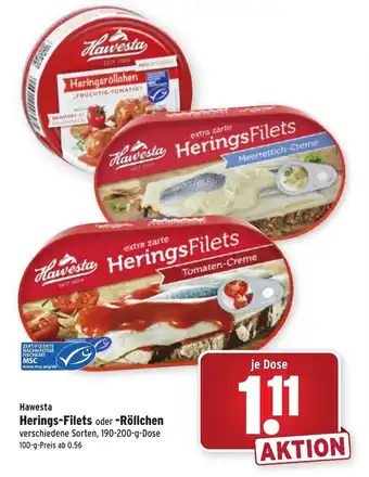 Wasgau Hawesta Herings Filets oder Röllchen 190-200g Angebot