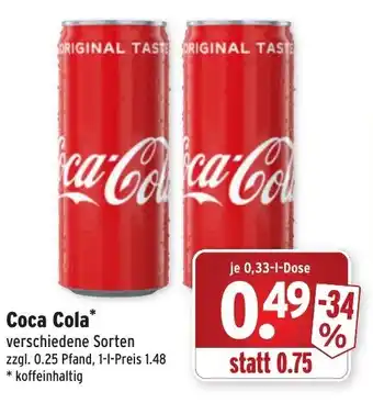 Wasgau Coca Cola 0,33L Angebot