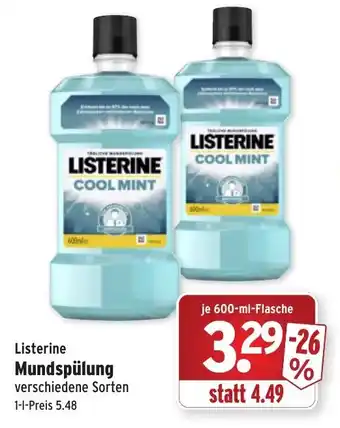 Wasgau Listerine Mundspülung 600 ml Angebot