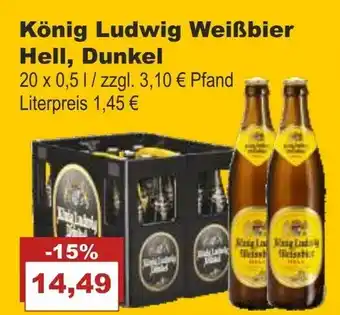 Bilgro König Ludwig Weissbier Hell oder Dunkel 20x0,5L Angebot