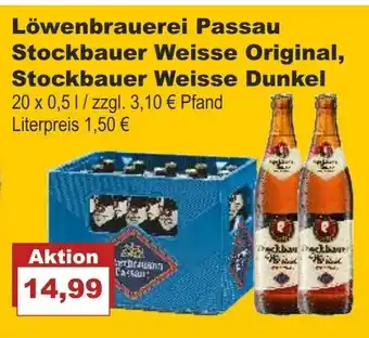 Bilgro Löwenbrauerei Passau Stockbauer Weisse Original, Stockbauer Weisse Dunkel 20x0,5L Angebot