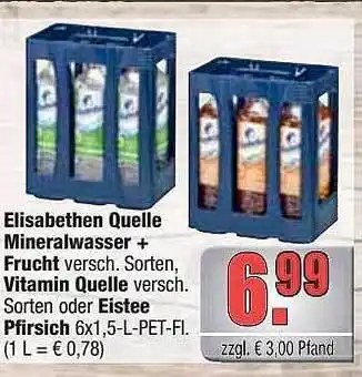 alldrink Elisabethen quelle mineralwasser + frucht, vitamin quelle oder eistee pfirsich Angebot