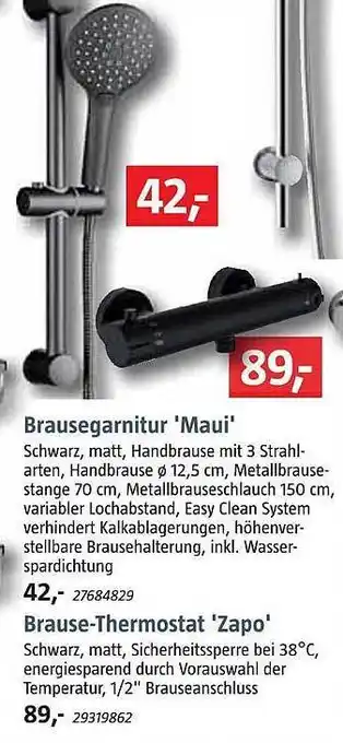 Bauhaus Brausegarnitur 'maui' oder brause-thermostat 'zapo' Angebot