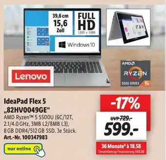 Lidl Lenovo ideapad flex 5 82hv0049ge Angebot