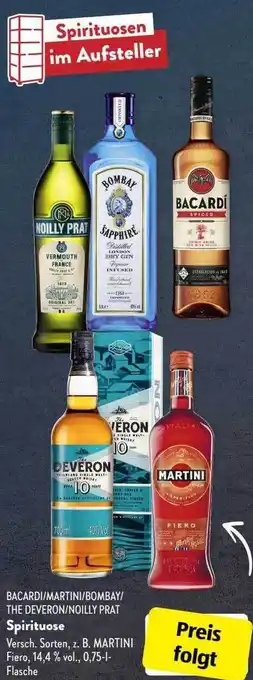 Aldi Süd Bacardi, martini, bombay, the deveron oder noilly prat spirituose Angebot