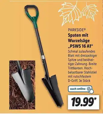 Lidl Parkside spaten mit wurzelsäge psws16a1 Angebot