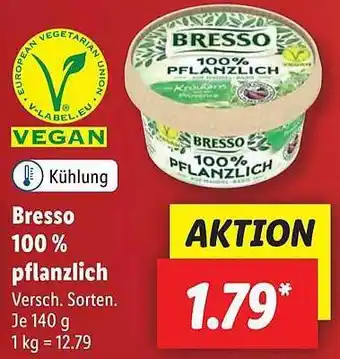 Lidl Bresso 100% pflanzlich Angebot