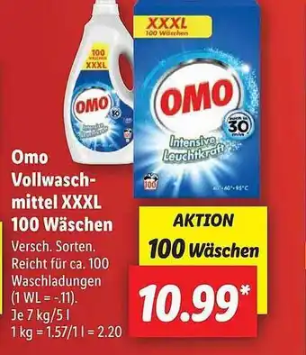 Lidl Omo vollwaschmittel xxxl 100 wäschen Angebot