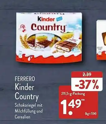 Aldi Nord Ferrero kinder country Angebot