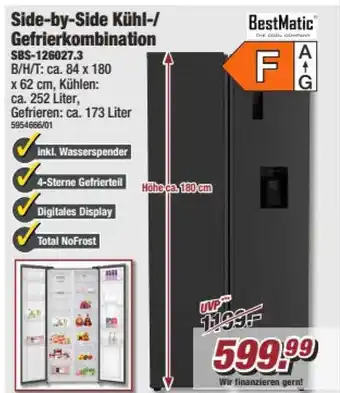 Poco Bestmatic side-by-side kühl gefrierkombination Angebot