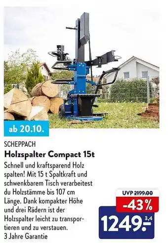 Aldi Nord Scheppach holzspalter compact 15t Angebot