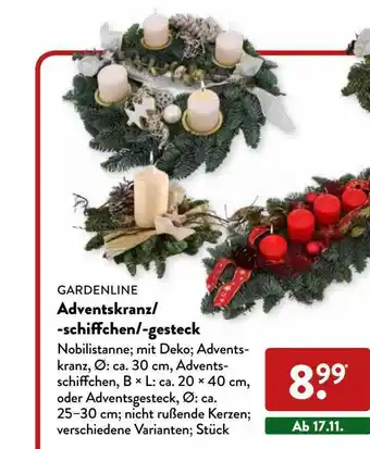 Aldi Nord Gardenline adventskranz-schiffchengesteck Angebot