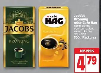 Edeka Jacobs Krönung oder Café Hag 500 g Packung Angebot